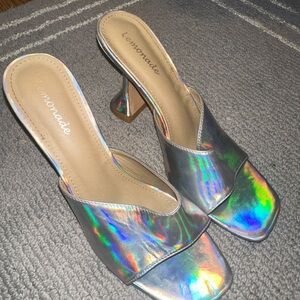 Silver Holographic Heels